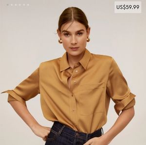 MANGO satin button down shirt